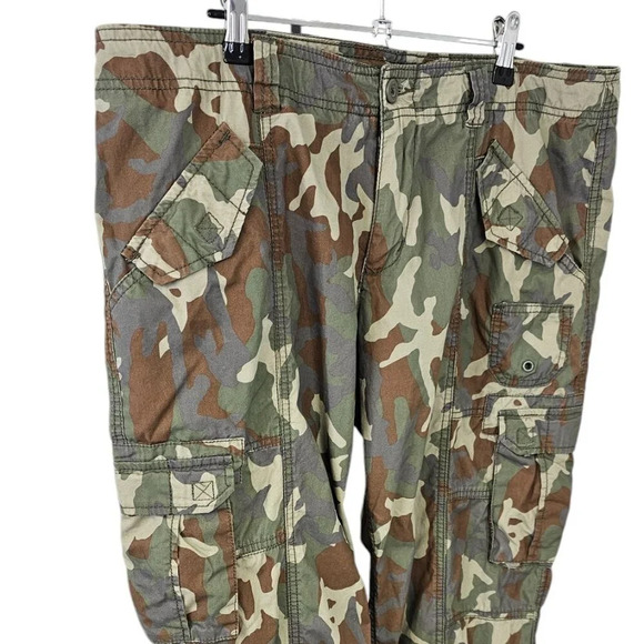 Norma Kamali Womens Camo Cargo Utility Joggers Cinch Bottom Size 14 Cotton - Picture 5 of 8